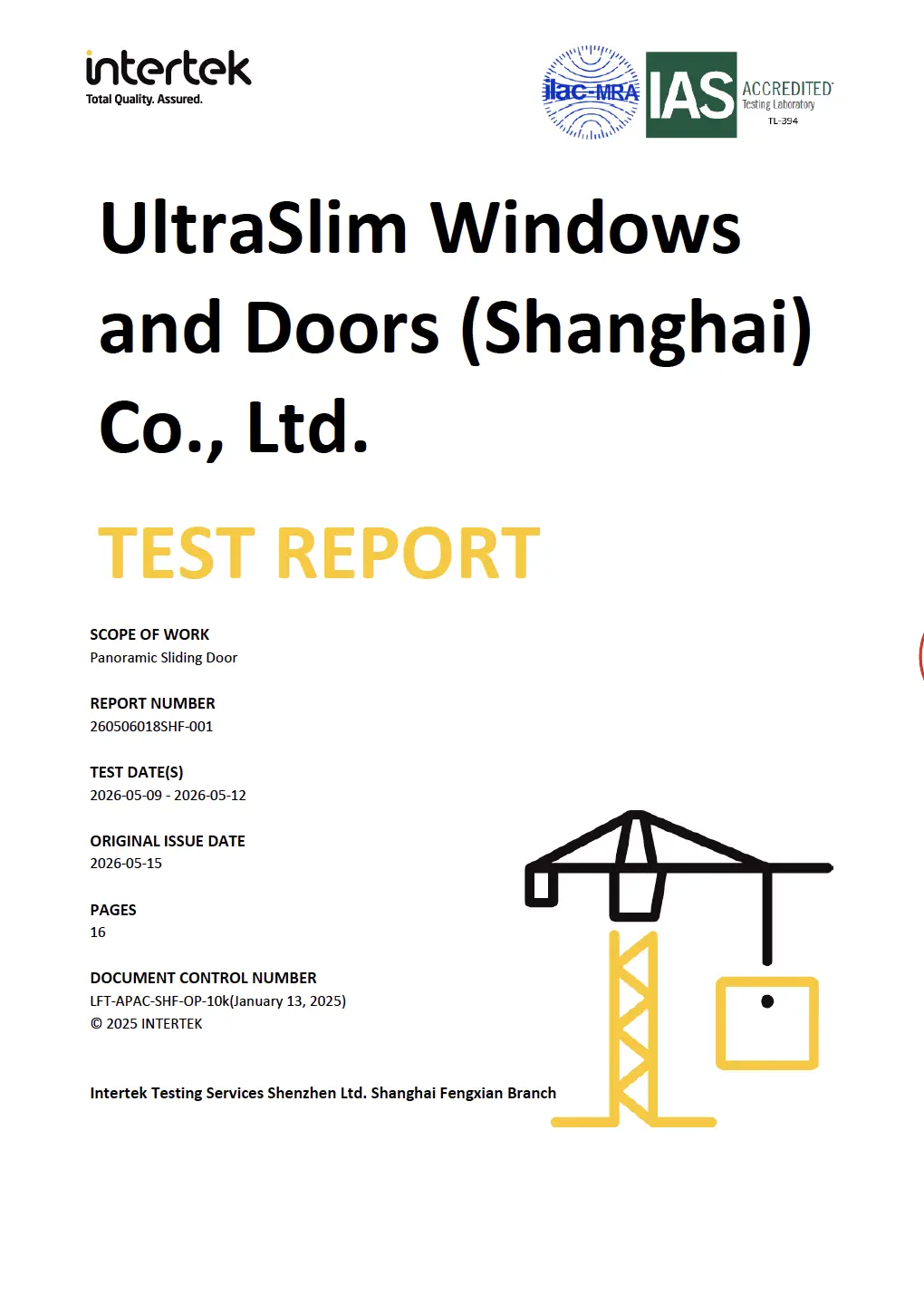 UltraSlim Test Report for Window Performance